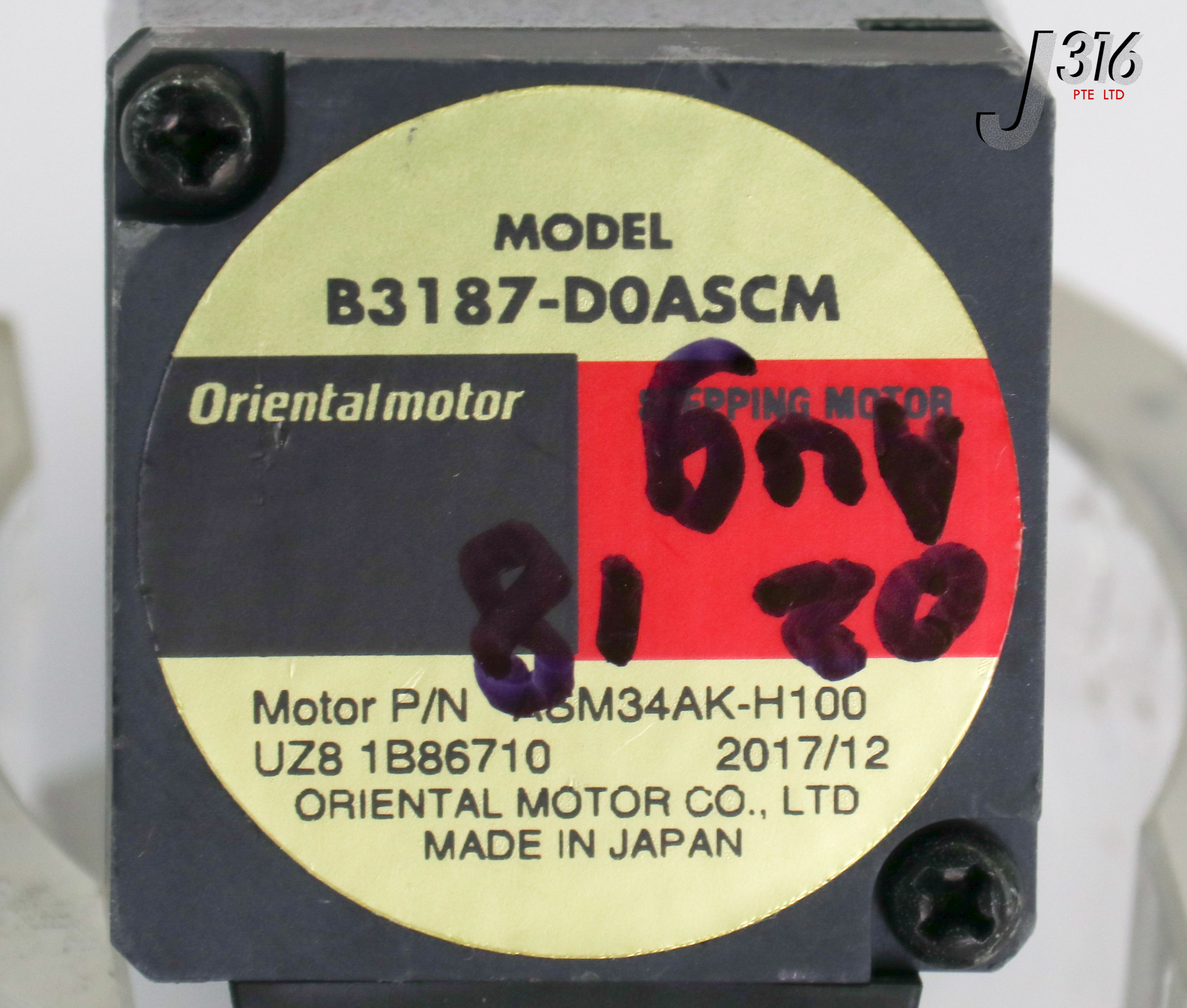 、 18581 ORIENTAL MOTOR STEPPING MOTOR, PN: ASM34AK-H100 B3187-D0ASCM